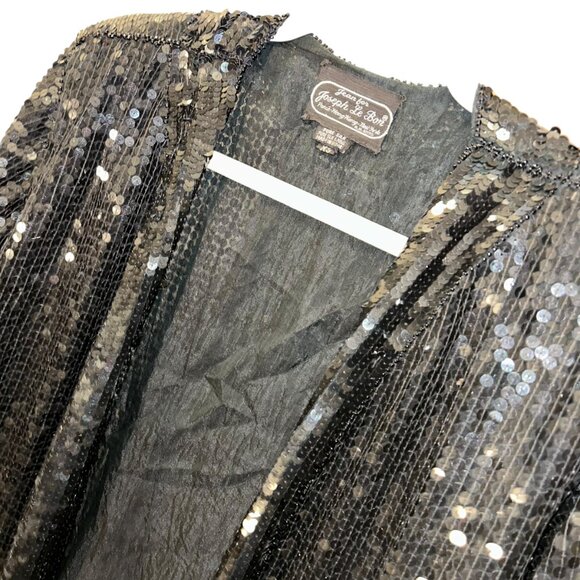 jean for joseph le bon paris Hong Kong vintage black sequin jacket 100% SILK X3 - Picture 3 of 4